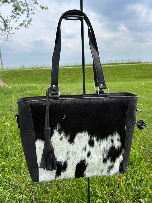 Leather Designer Dual Compartment Purse With Cowhide