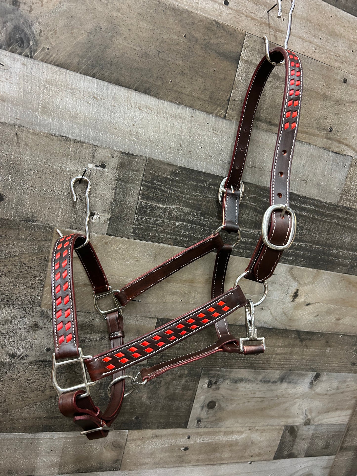 Buckstitched Leather Draft Halter 3 Way Adjustable