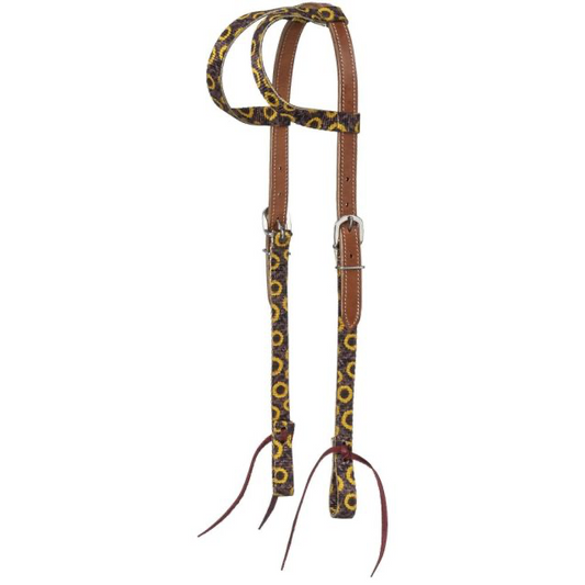SUNFLOWER TOOLED DOUBLE EAR HYBRID HEADSTALL