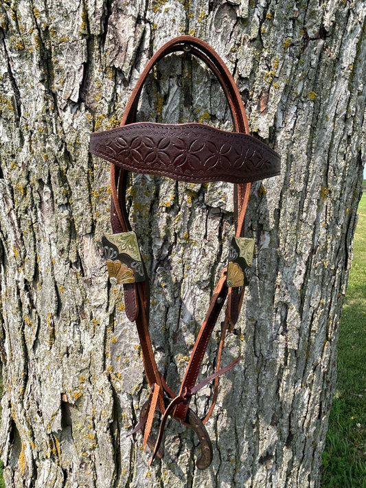 Cob Size South Point Headstall With German Silver Hardware Quick Change Buckle