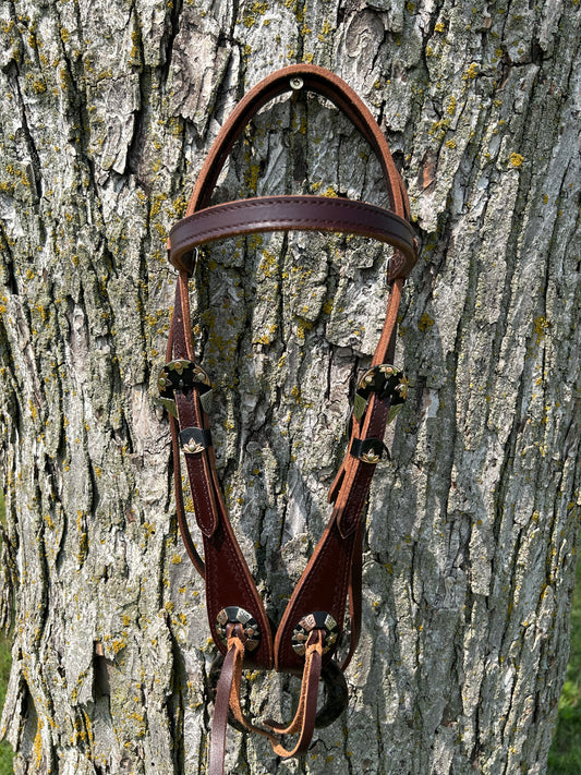 Cob Size South Point Headstall With German Silver Hardware