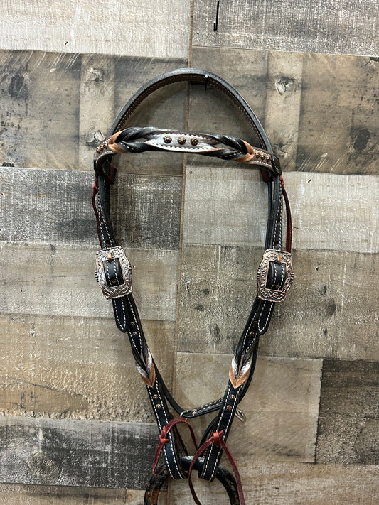 Classic Headstall By South Point  Black Leather With Silver