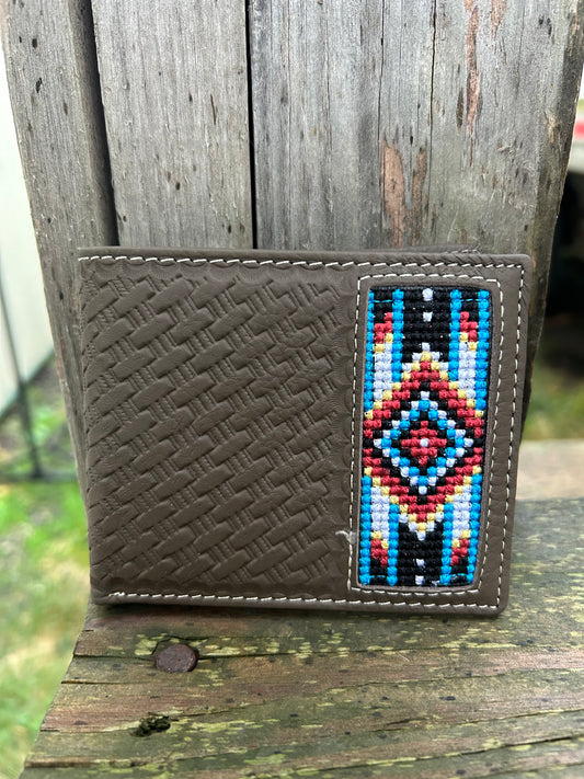 Men’s Leather Wallet With Embroidered Design