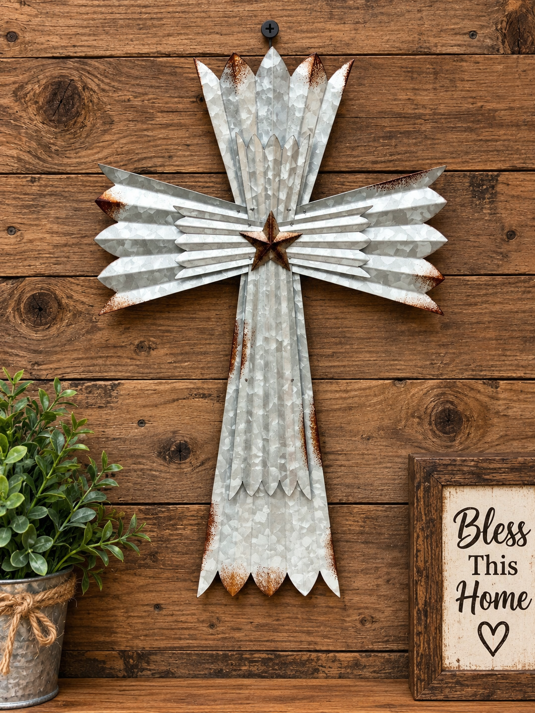 CROSS WITH RUSTIC ACCENTS 12 1/2" x 1 1/2" x 20"