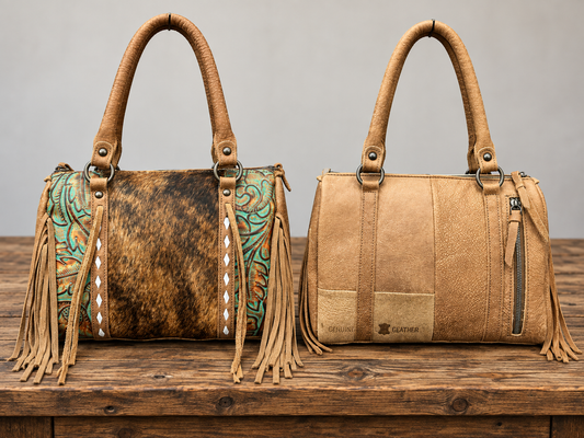 Leather Purse With Cowhide L-11”, W-4”, H-9”
