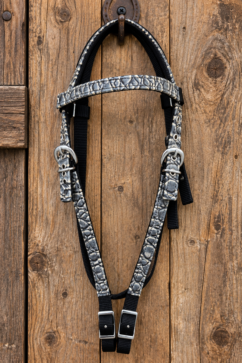 Nylon Headstall With Gator Print