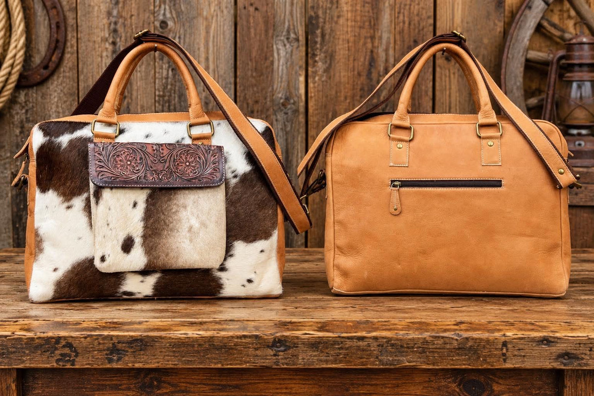 Leather & Cowhide Laptop, Briefcase 16”L x 12”T x 4”W