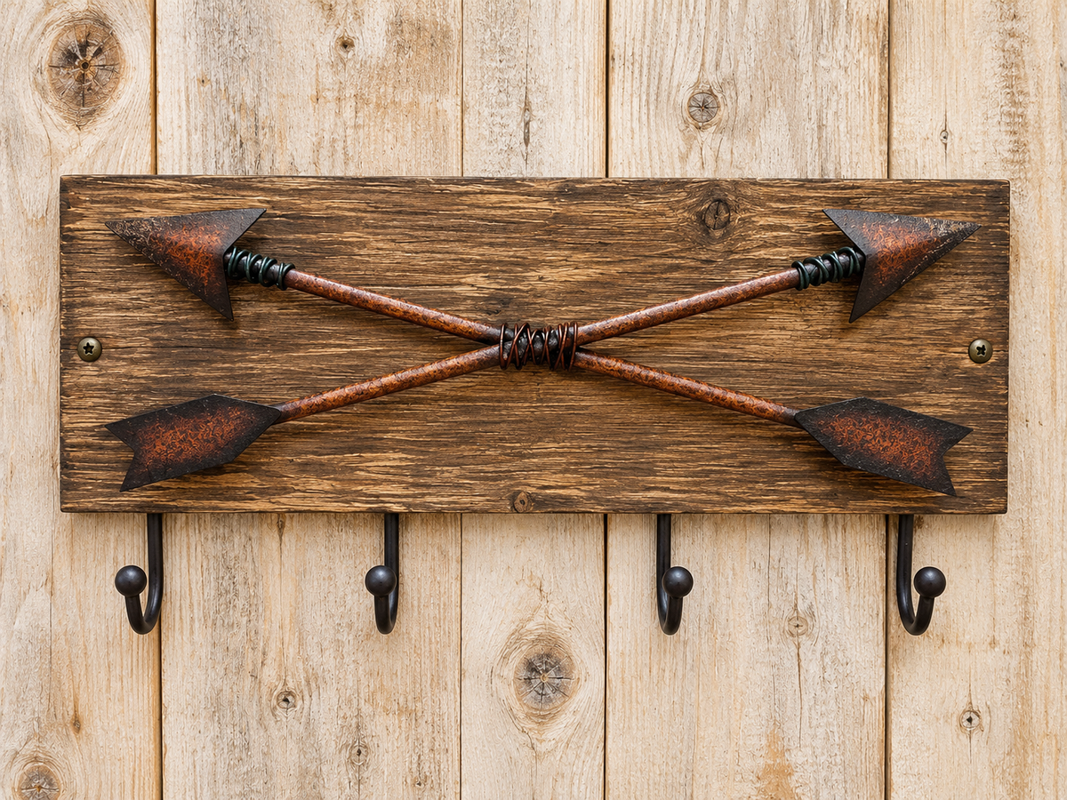 4 Hook wood arrow rack 16" w x 8 1/2" h
