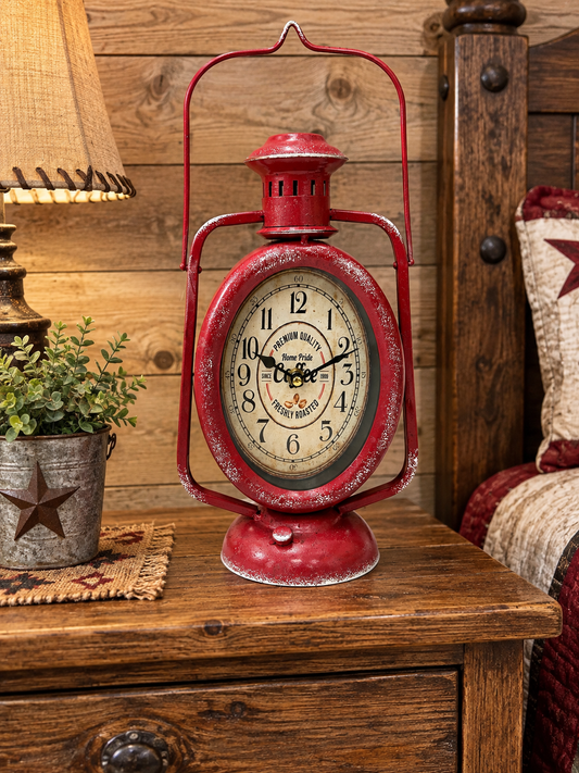 Metal lantern clock battery operated 7" x 4 1/2" x 15"