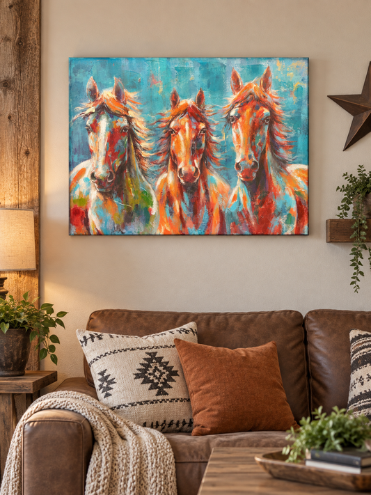 Canvas horse painting 24” Long 18” wide