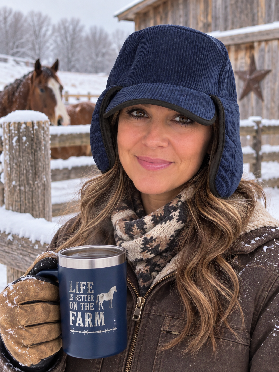 Men or Women fleece lined rancher hats with ear flaps that will fasten under your chin one size fits all