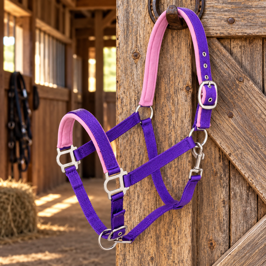 Nylon halter with neoprene padding purple