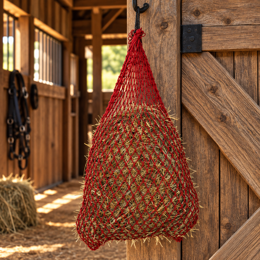 Slow feed hay Net 2x2 holes holds 1/2 bale of hay 45” long