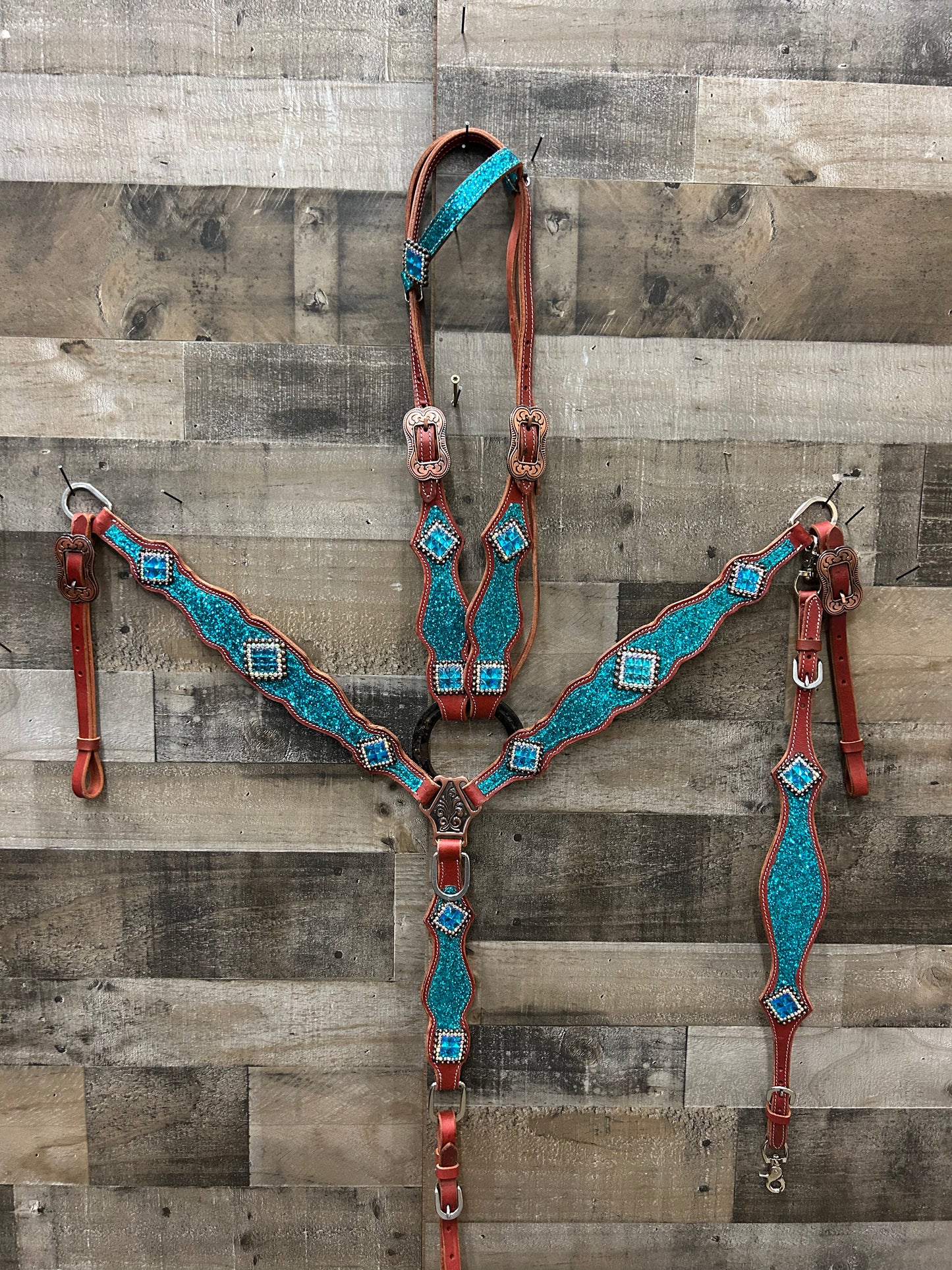 South Point latigo leather Glitter 3 piece set