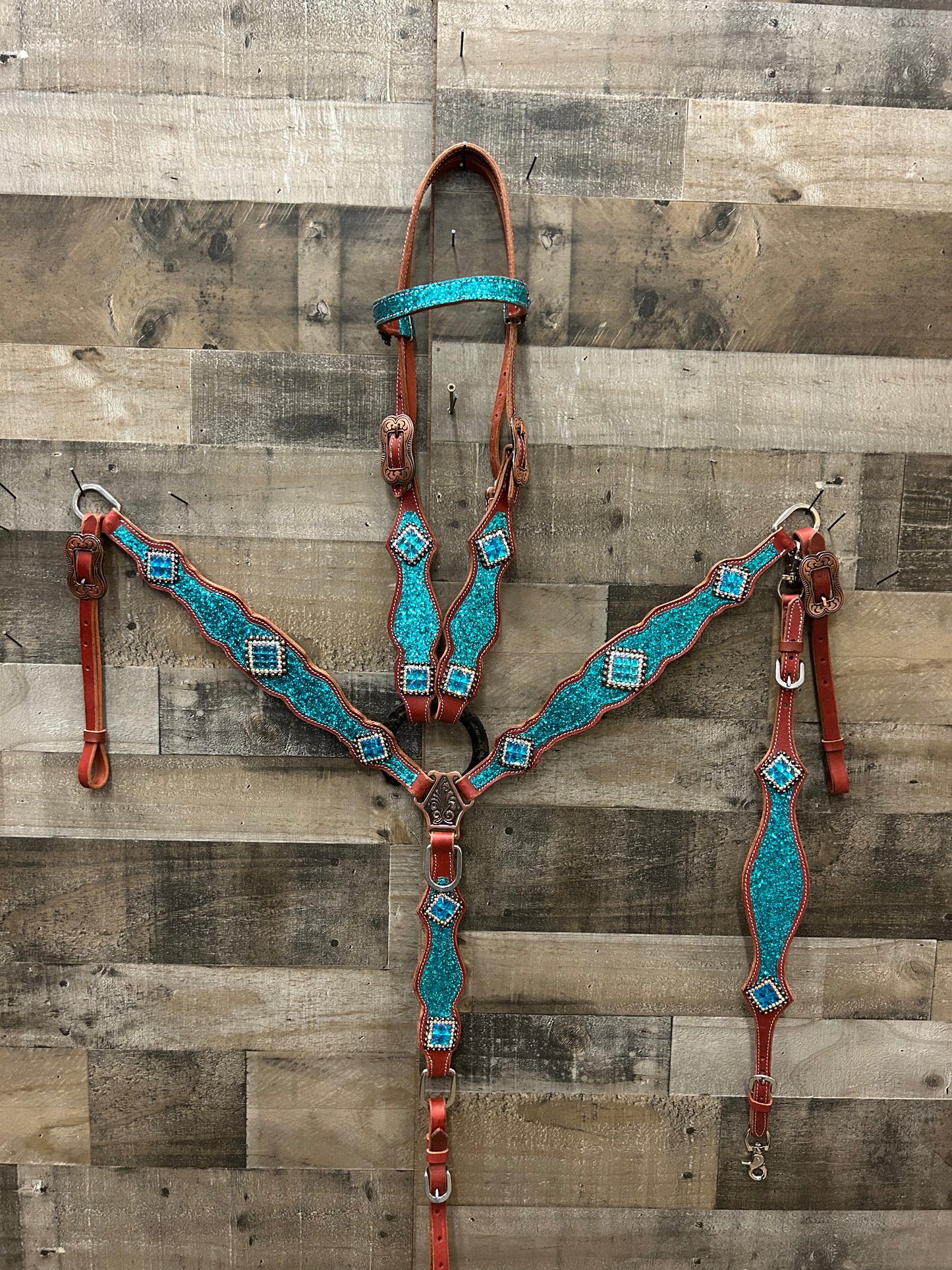 South Point latigo leather Glitter 3 piece set