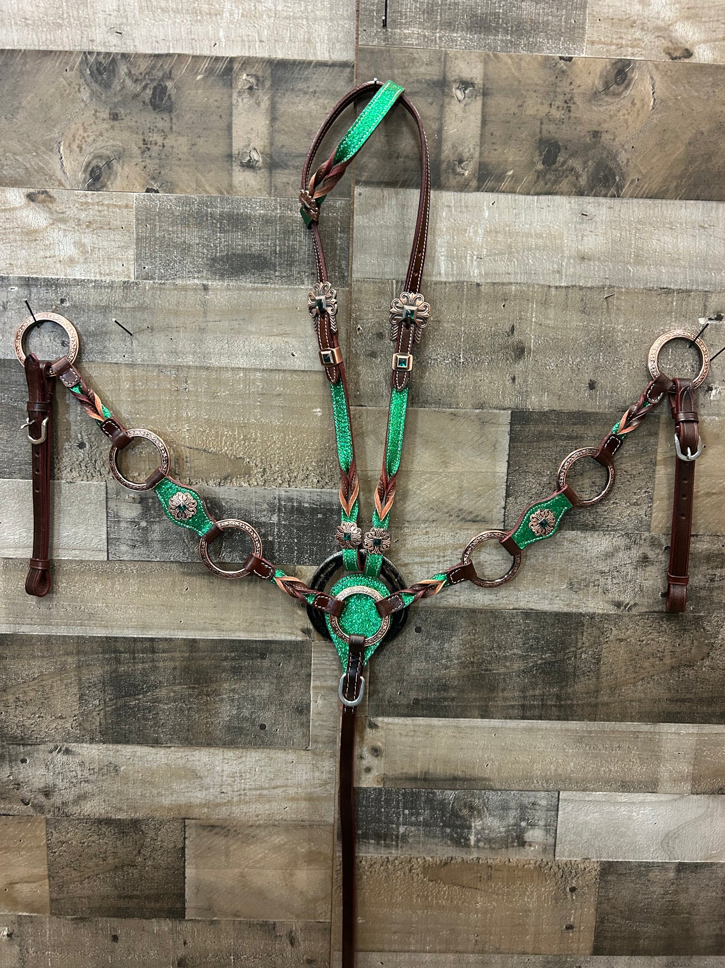 Ring Set Green Glitter